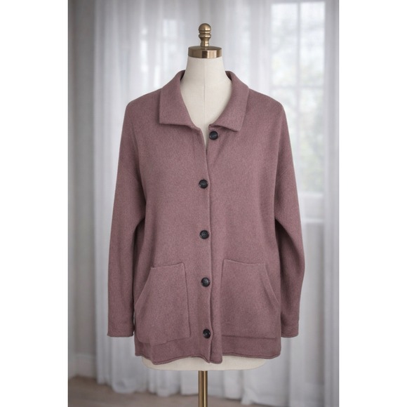 J. Jill Sweaters - Pure Jill‎ Cardigan Sweater Jacket Chore Utility Pink Pockets Cotton Size Small